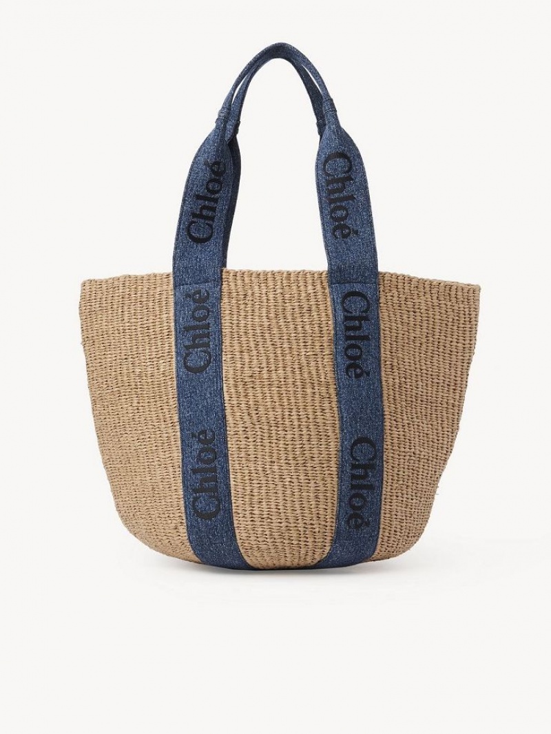 Bolsas Tote Chloe Large Woody Basket Azuis | CHE-SR13331