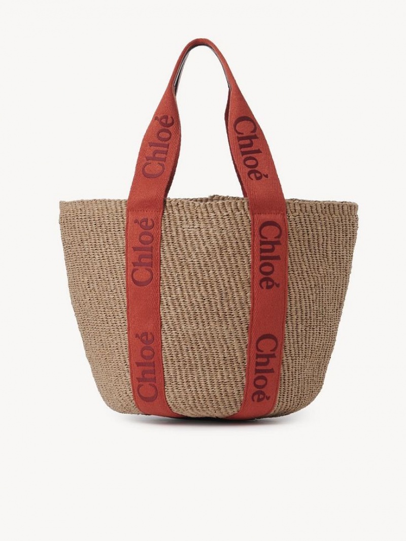 Bolsas Tote Chloe Large Woody Basket Laranja Laranja | CHE-SR13298