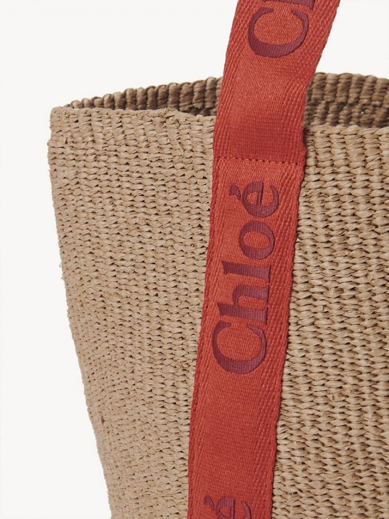 Bolsas Tote Chloe Large Woody Basket Laranja Laranja | CHE-SR13298