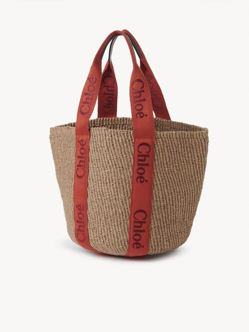 Bolsas Tote Chloe Large Woody Basket Laranja Laranja | CHE-SR13298