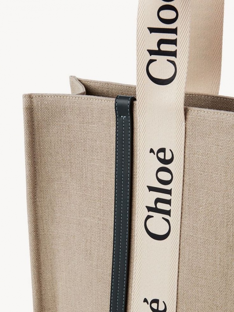 Bolsas Tote Chloe Large Woody Branco Azuis | CHE-SR13296