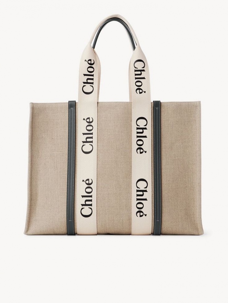 Bolsas Tote Chloe Large Woody Branco Azuis | CHE-SR13296