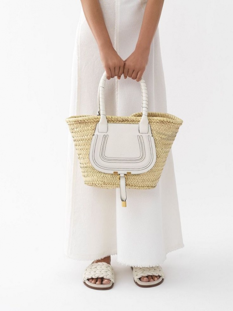 Bolsas Tote Chloe Medium Marcie Basket Branco | CHE-SR13291