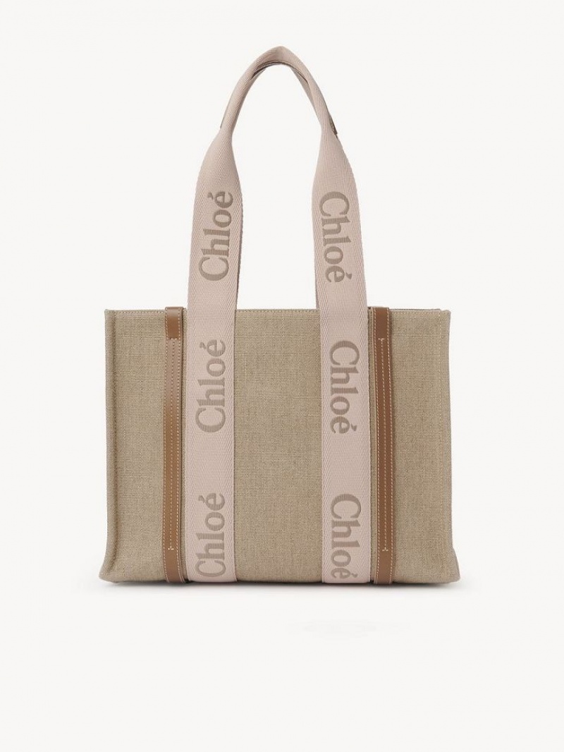 Bolsas Tote Chloe Medium Woody Bege | CHE-SR13385