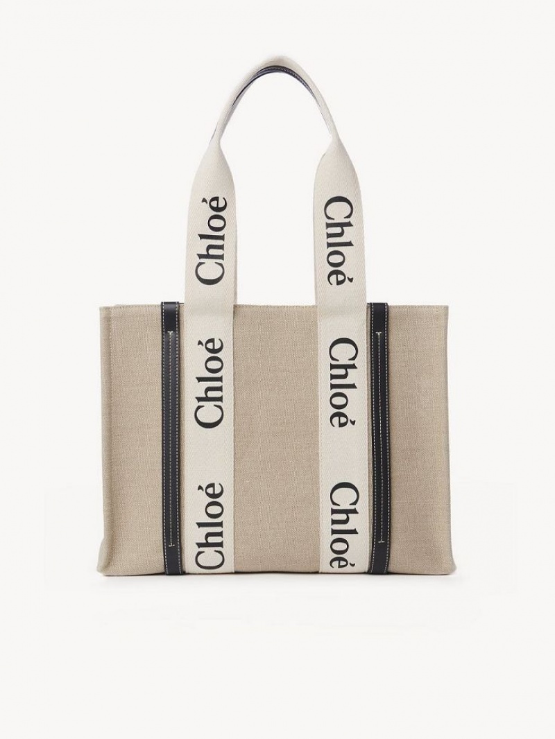 Bolsas Tote Chloe Medium Woody Branco Azuis | CHE-SR13356