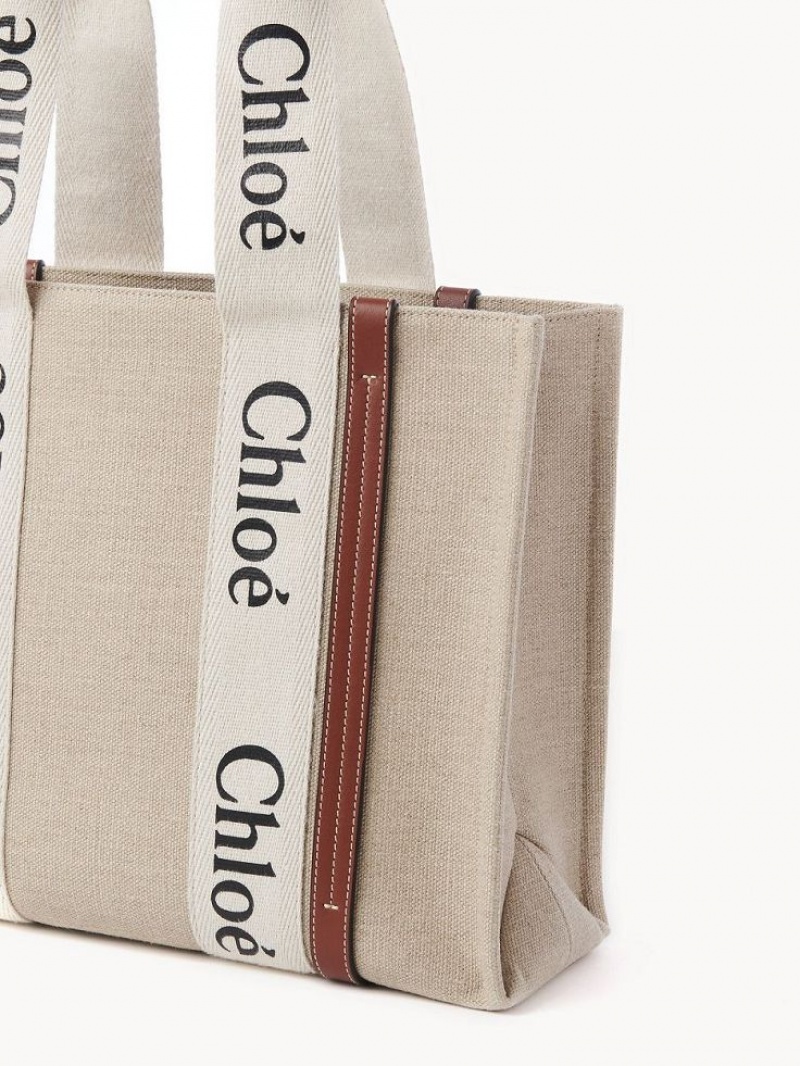 Bolsas Tote Chloe Medium Woody Branco Marrom | CHE-SR13397