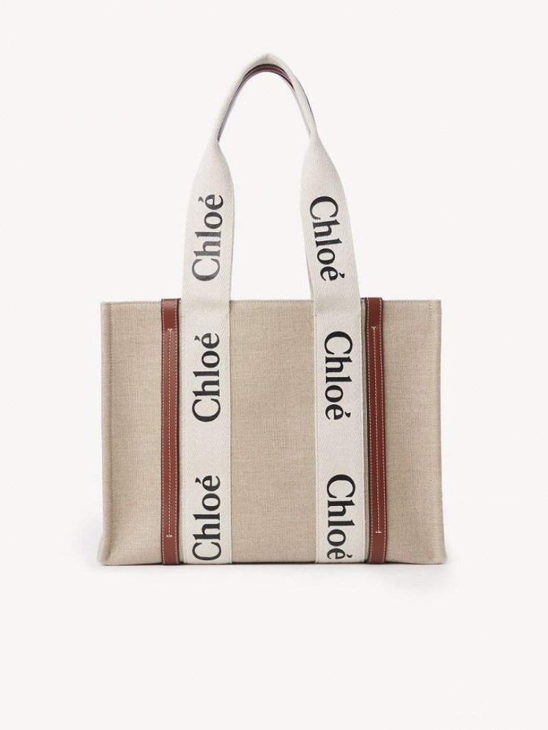 Bolsas Tote Chloe Medium Woody Branco Marrom | CHE-SR13397