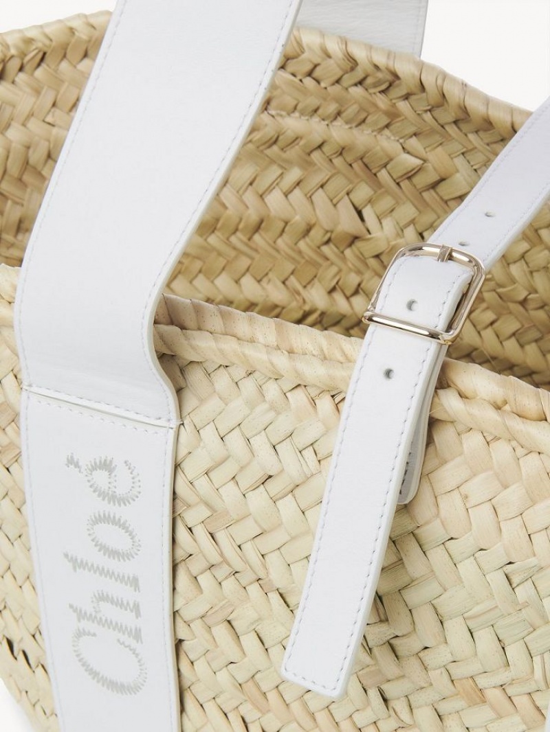 Bolsas Tote Chloe Sense Medium Basket Branco | CHE-SR13381