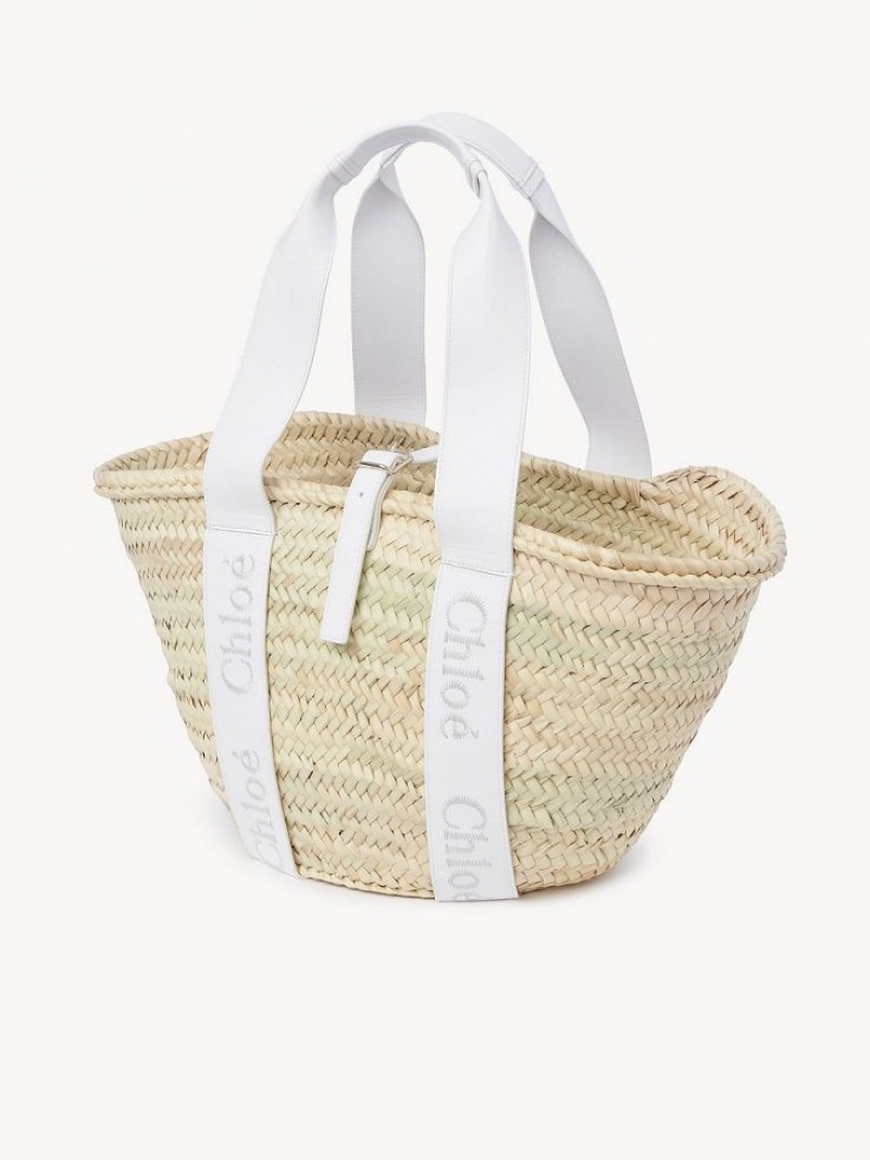 Bolsas Tote Chloe Sense Medium Basket Branco | CHE-SR13381