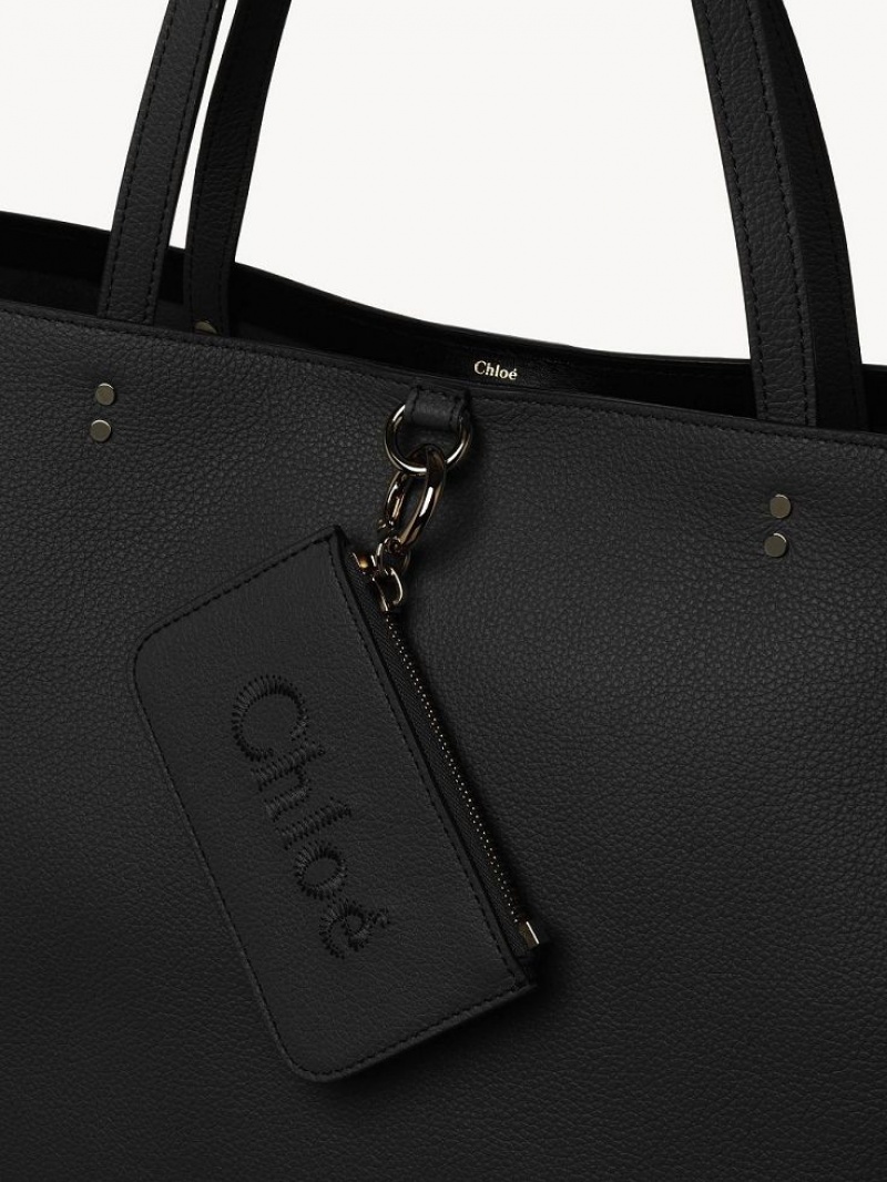 Bolsas Tote Chloe Sense Medium East-west Pretas | CHE-SR13327