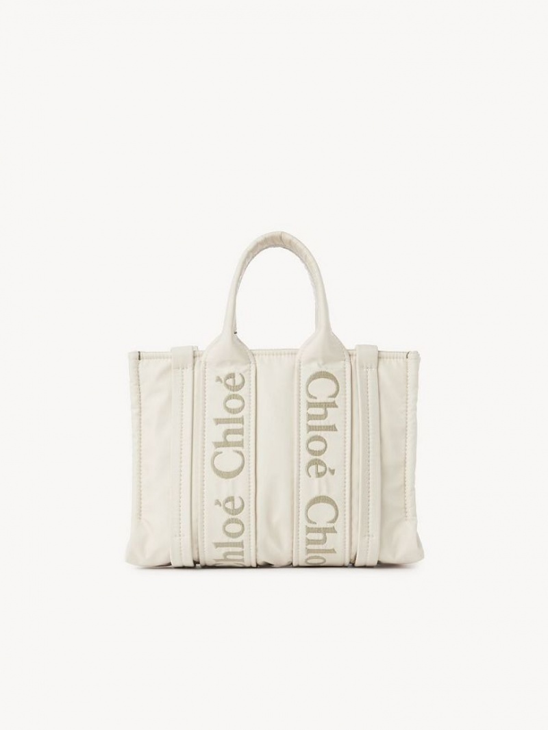 Bolsas Tote Chloe Small Woody Branco | CHE-SR13363