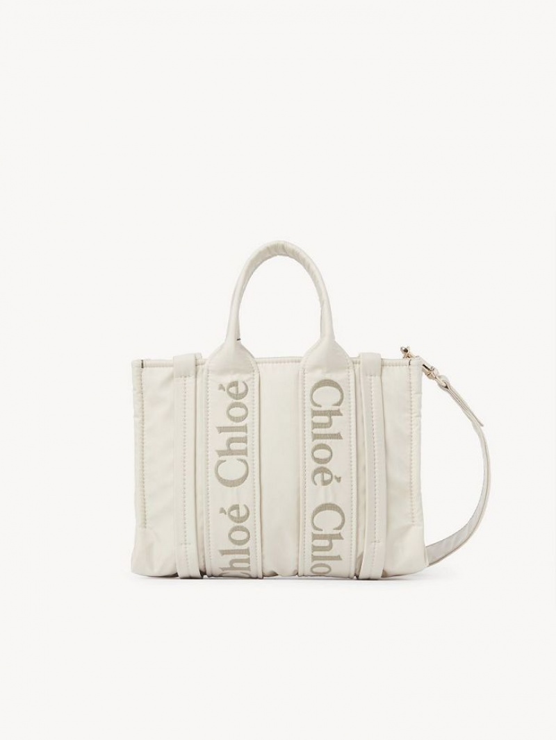 Bolsas Tote Chloe Small Woody Branco | CHE-SR13363