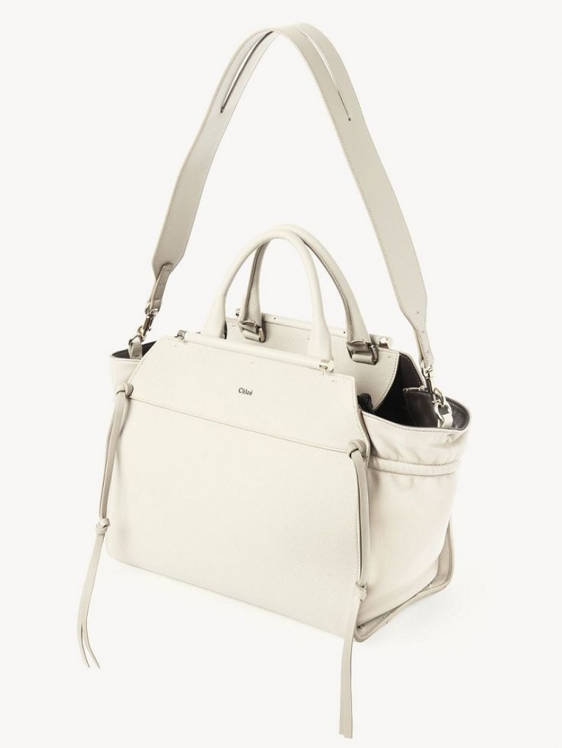 Bolsas Tote Chloe Steph Medium Double Carry Branco | CHE-SR13371