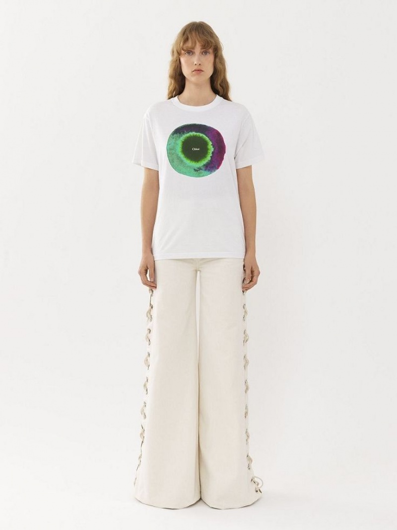 Camisas Chloe Graphic Branco Verdes | CHE-SR13867