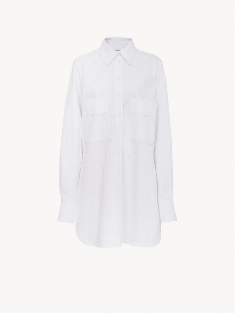 Camisas Chloe Oversized Branco | CHE-SR13893