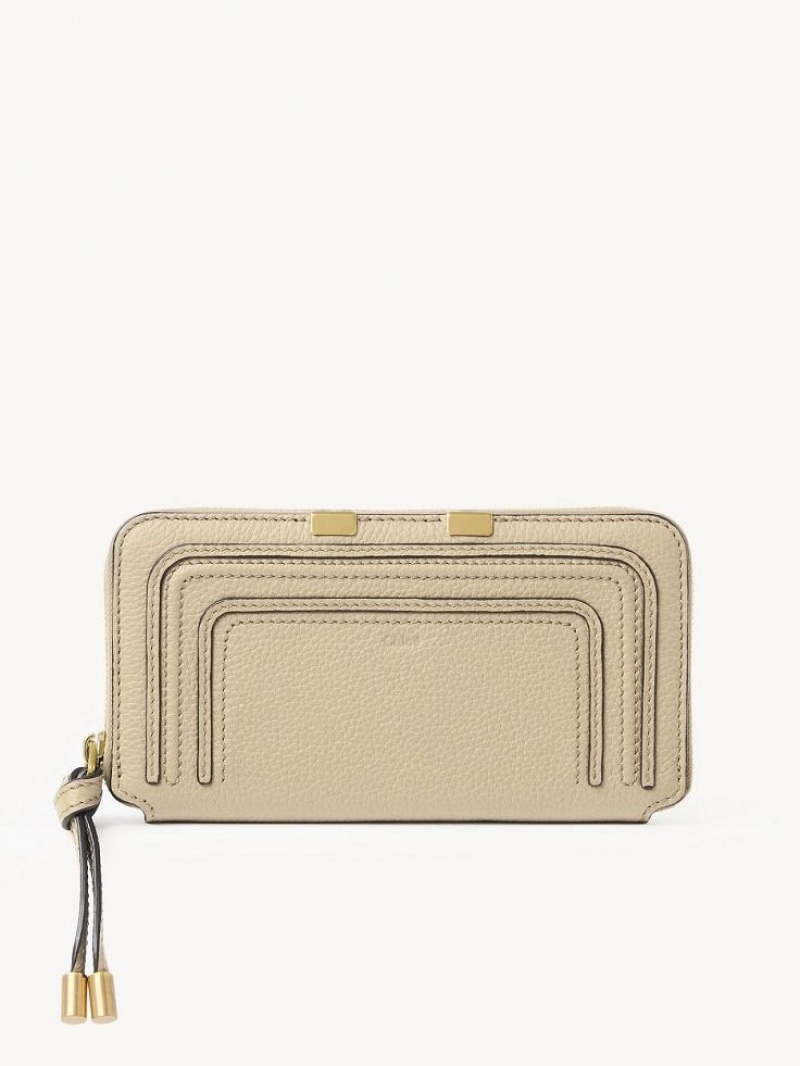 Carteiras Grandes Chloe Marcie Zippered Bege | CHE-SR14304