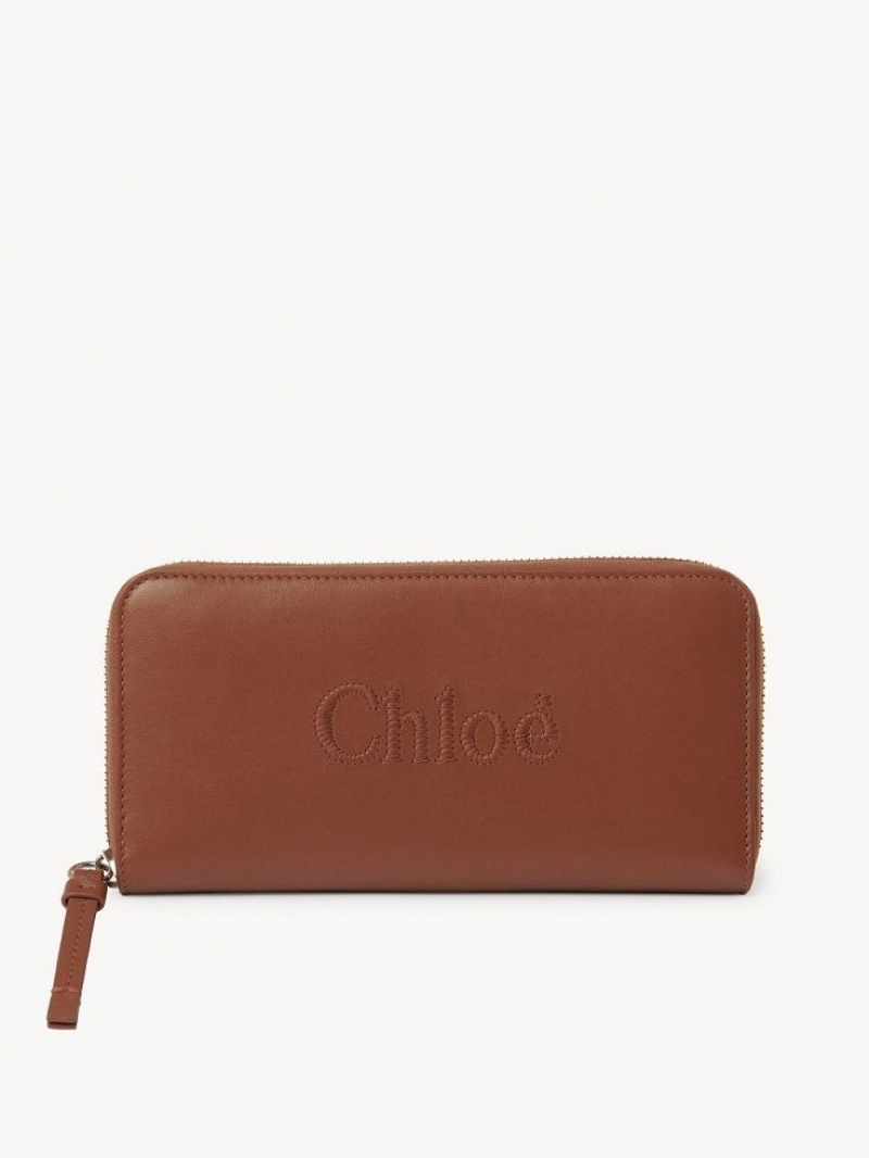 Carteiras Grandes Chloe Sense Zippered Marrom | CHE-SR14299