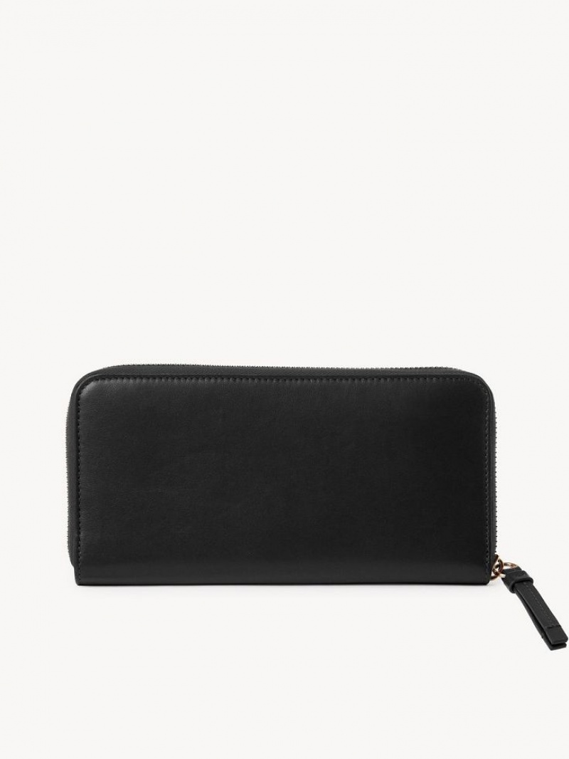 Carteiras Grandes Chloe Sense Zippered Pretas | CHE-SR14300