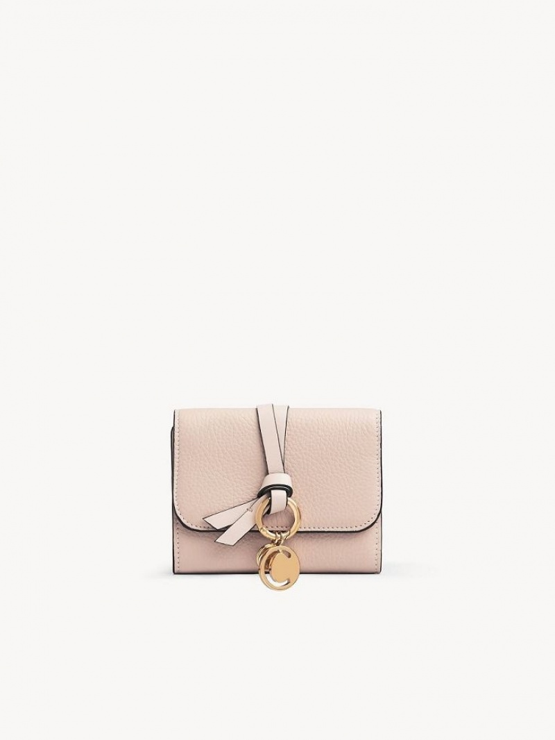 Carteiras Pequenas Chloe Alphabet Small Tri-fold Rosa Bege | CHE-SR14290