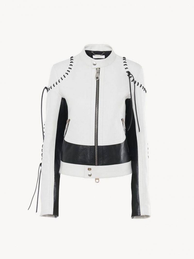 Casacos Chloe Biker Pretas Branco | CHE-SR13784