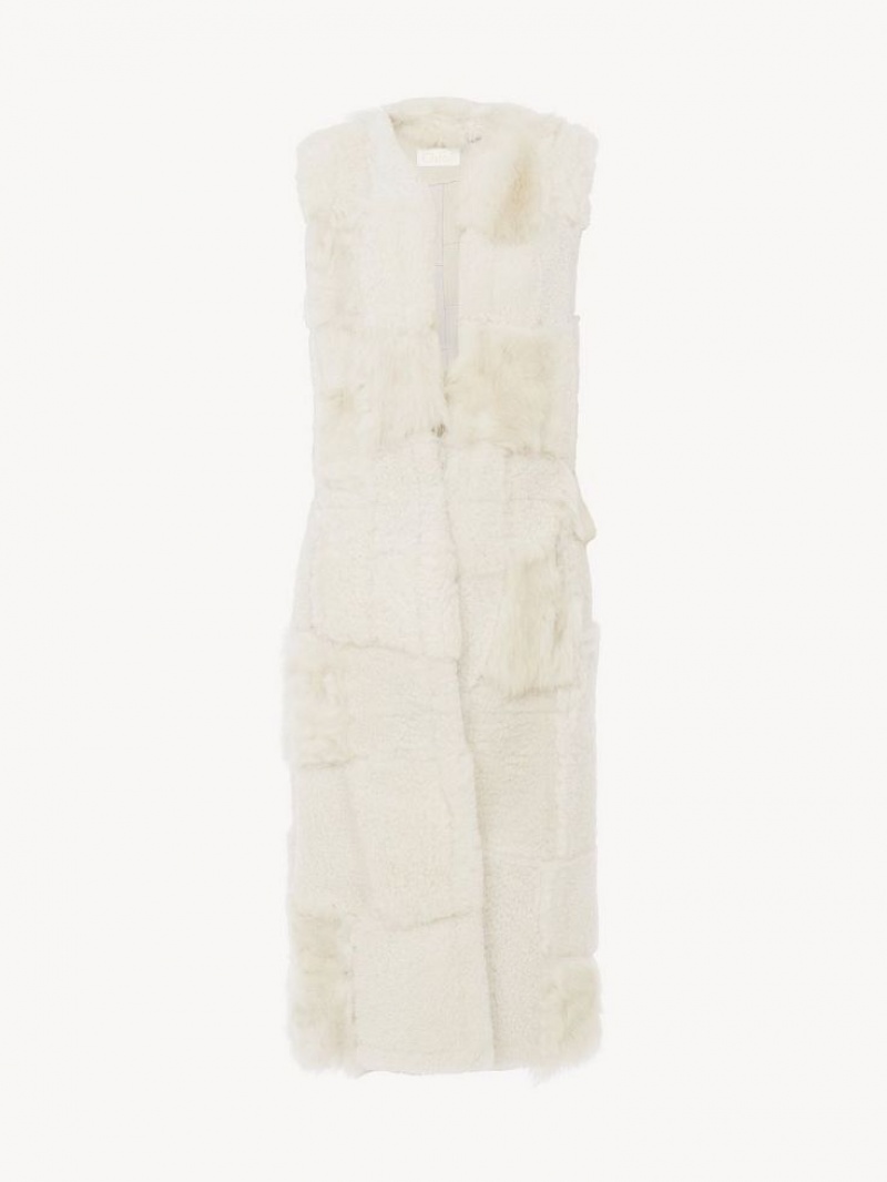 Casacos Chloe Long Gilet Branco | CHE-SR13825