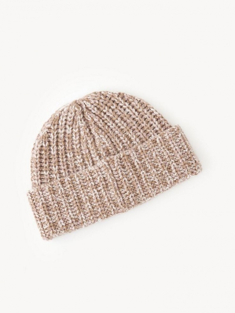 Chapeus Chloe Chunky Knitted Beanie Bege Rosa | CHE-SR14474