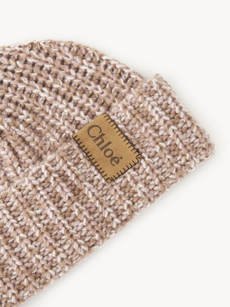 Chapeus Chloe Chunky Knitted Beanie Bege Rosa | CHE-SR14474