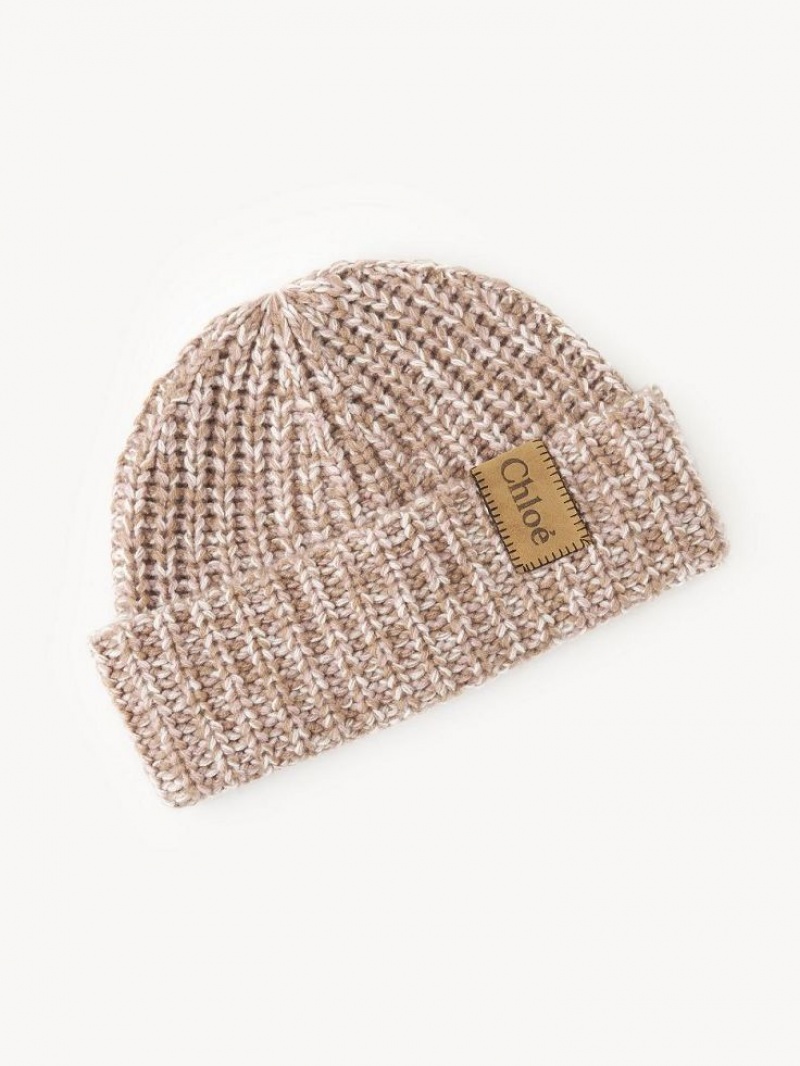 Chapeus Chloe Chunky Knitted Beanie Bege Rosa | CHE-SR14474