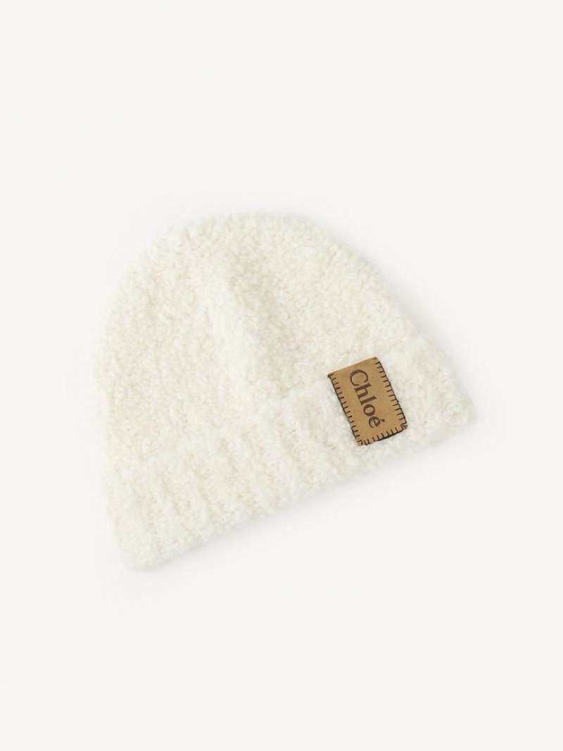 Chapeus Chloe Curly Knit Beanie Bege | CHE-SR14475