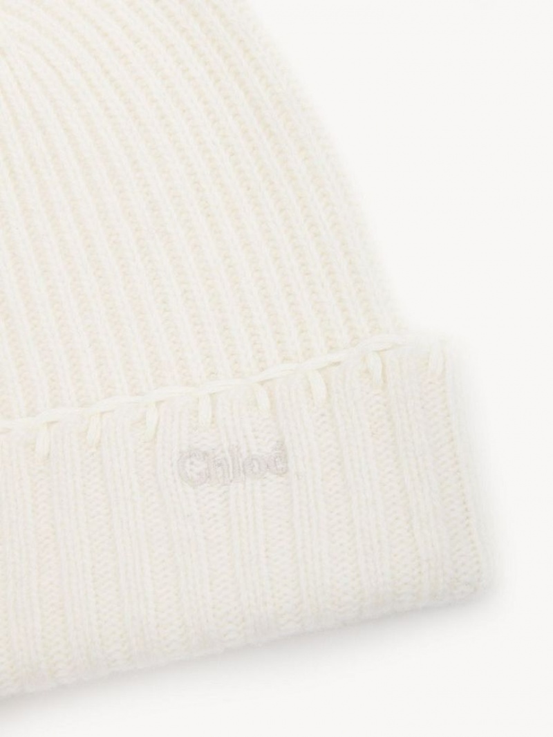 Chapeus Chloe Ribbed Knit Beanie Branco | CHE-SR14486