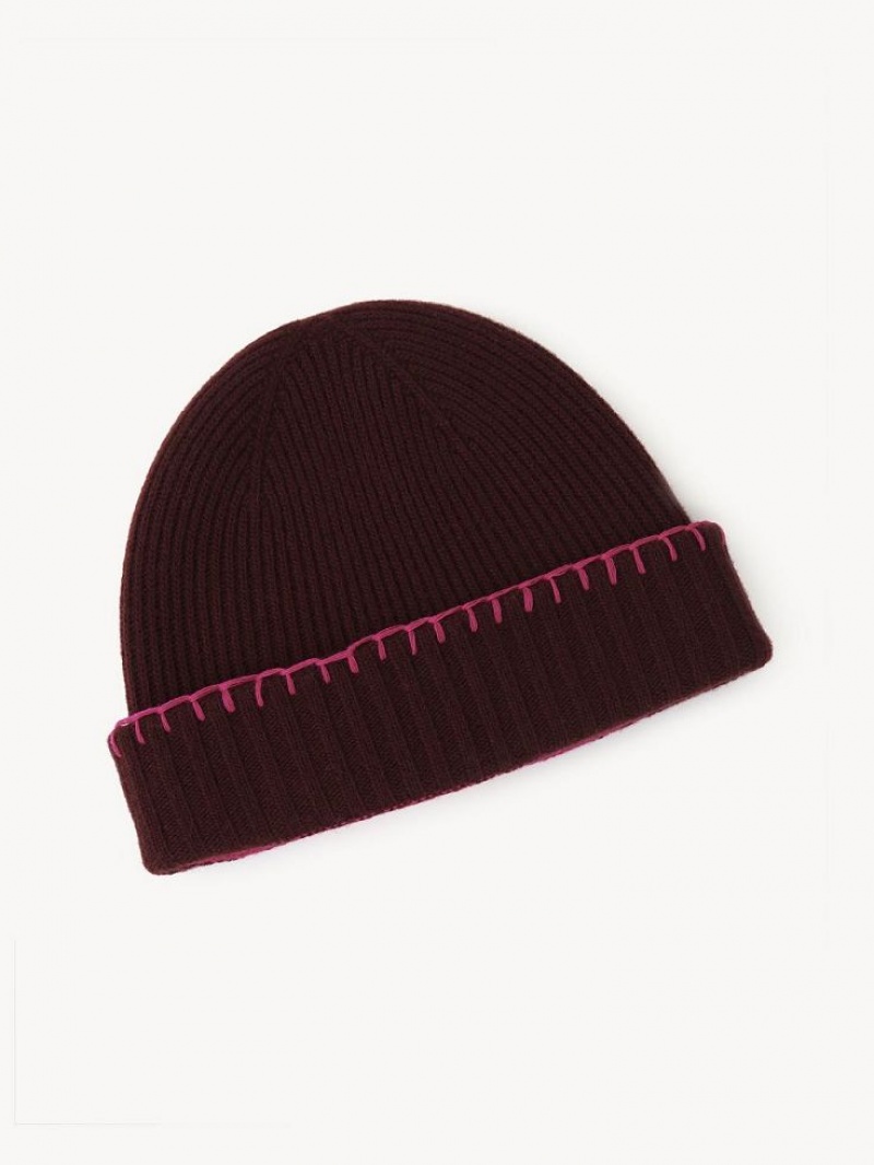 Chapeus Chloe Ribbed Knit Beanie Roxo Rosa | CHE-SR14472