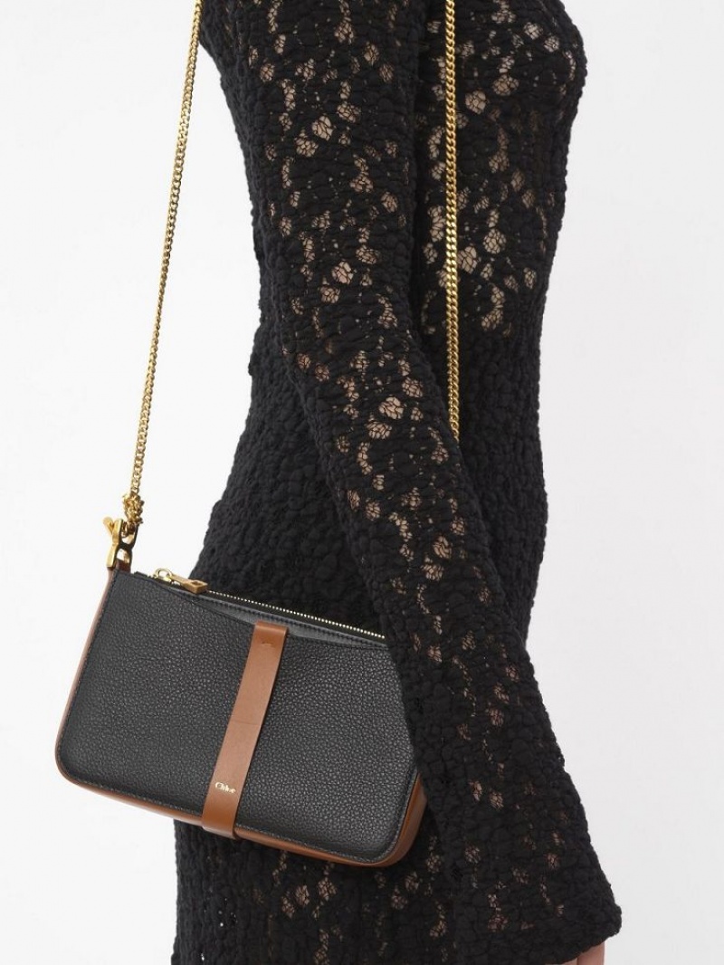 Clutch Chloe Marcie On Chain Pretas | CHE-SR13742