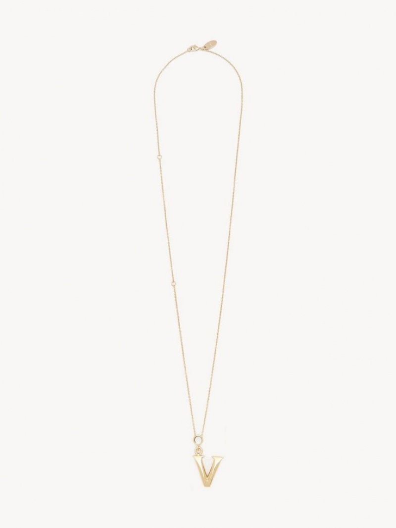 Colares Chloe Alphabet With Pendant Douradas | CHE-SR14334