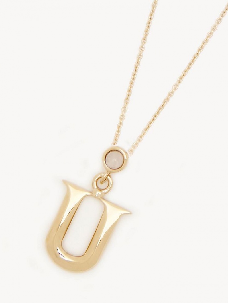 Colares Chloe Alphabet With Pendant Douradas | CHE-SR14335