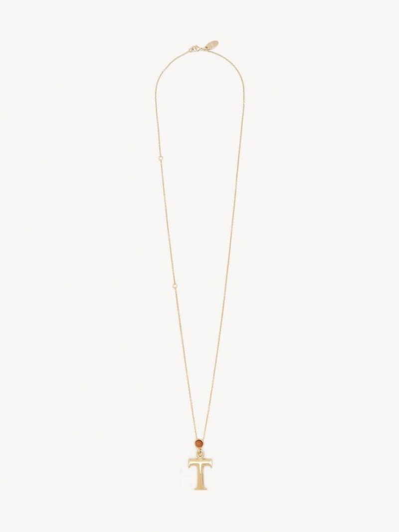 Colares Chloe Alphabet With Pendant Douradas | CHE-SR14336