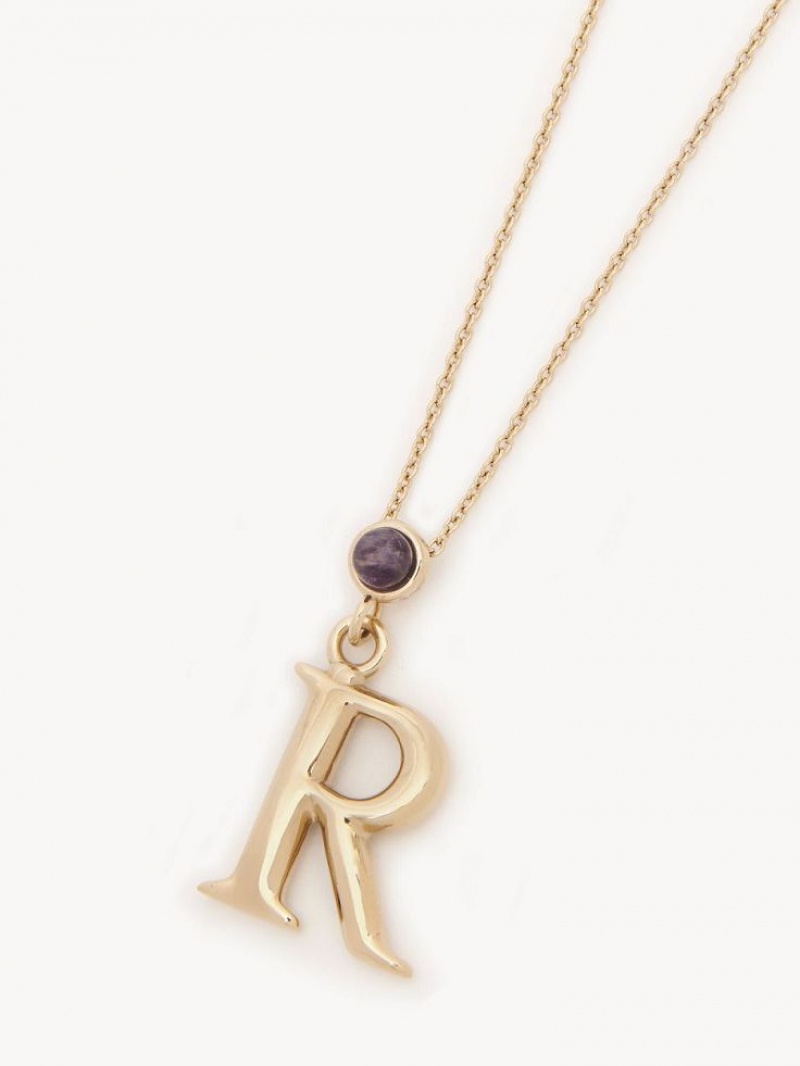 Colares Chloe Alphabet With Pendant Douradas | CHE-SR14338