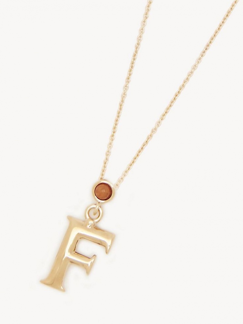 Colares Chloe Alphabet With Pendant Douradas | CHE-SR14350