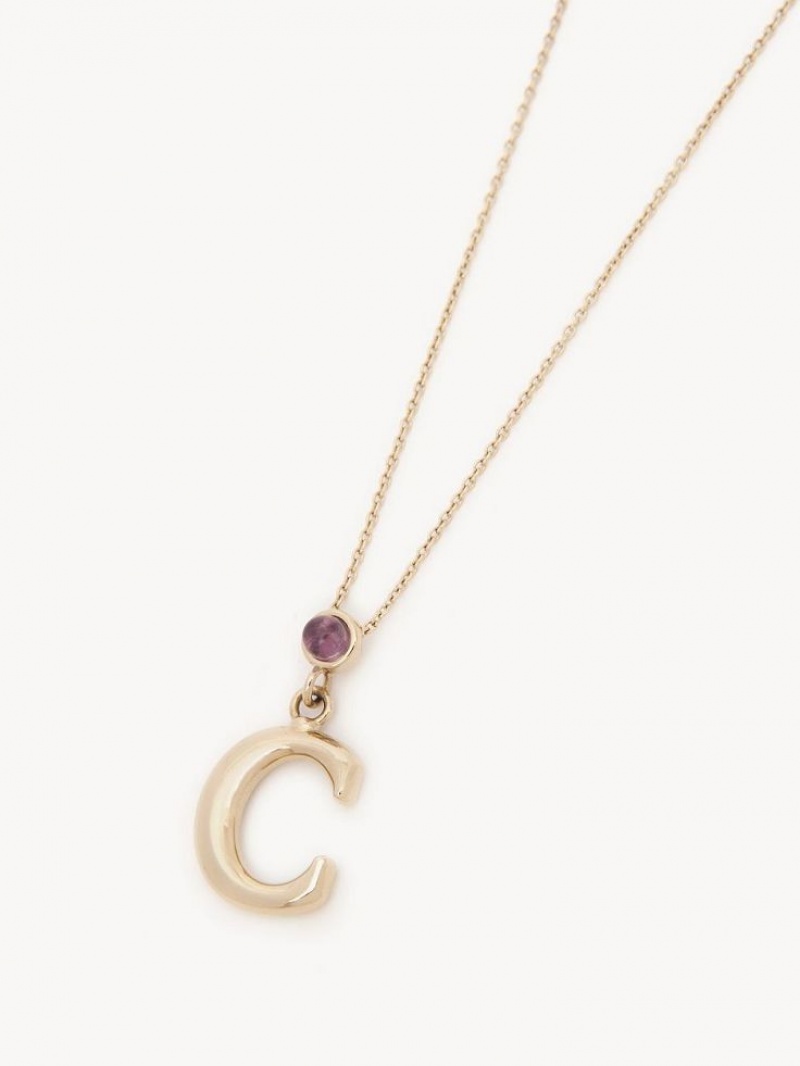 Colares Chloe Alphabet With Pendant Douradas | CHE-SR14353