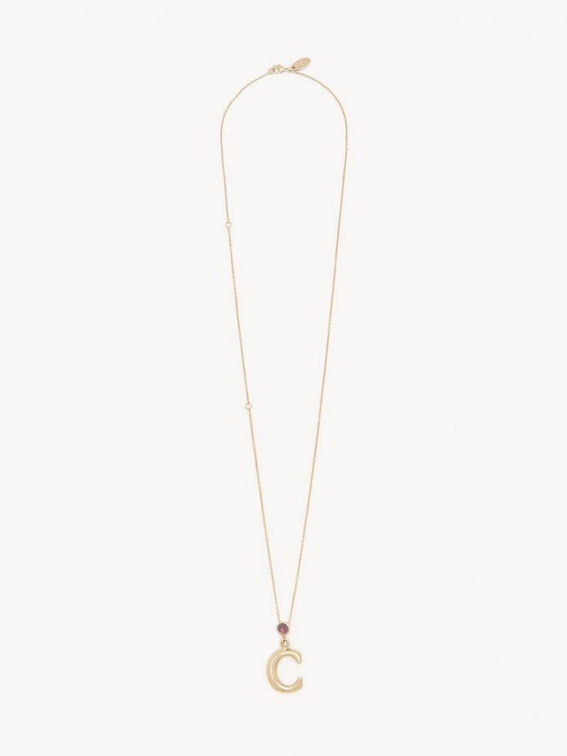 Colares Chloe Alphabet With Pendant Douradas | CHE-SR14353