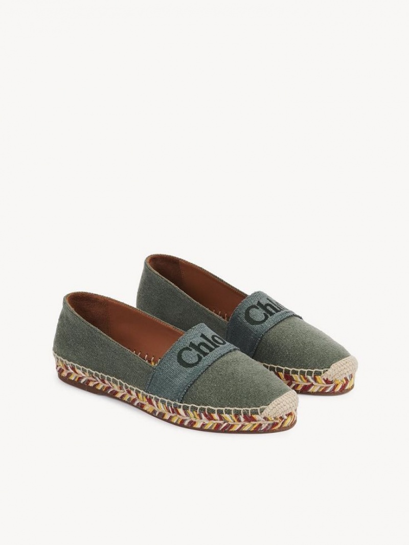 Espadrille Chloe Piia Flat Verdes | CHE-SR14143