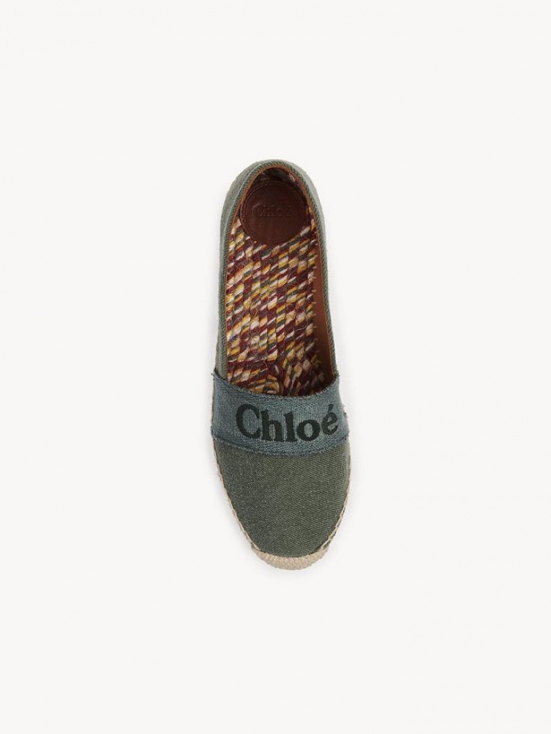 Espadrille Chloe Piia Flat Verdes | CHE-SR14143