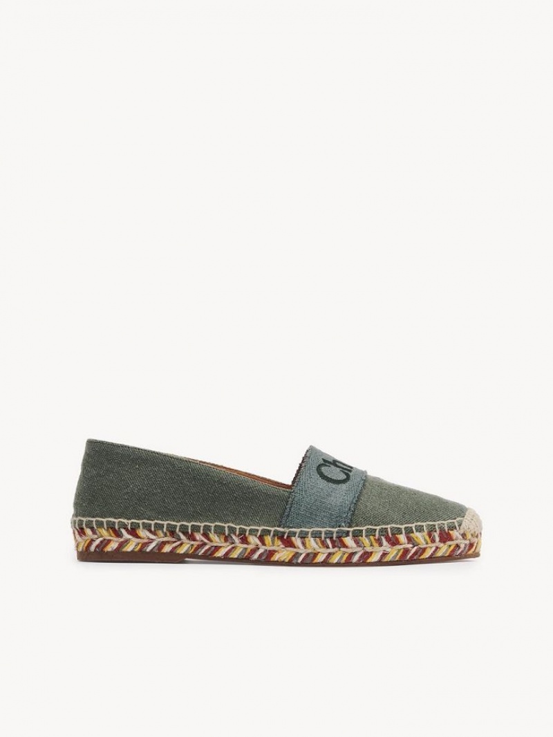 Espadrille Chloe Piia Flat Verdes | CHE-SR14143