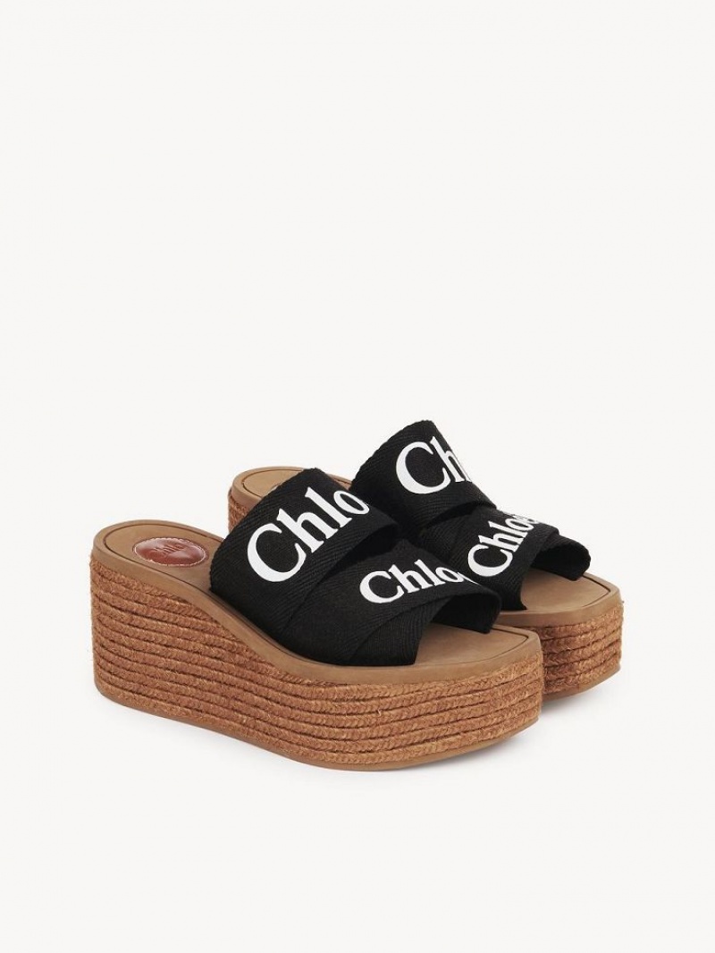 Espadrille Chloe Woody Pretas | CHE-SR14163