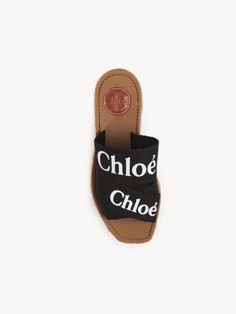 Espadrille Chloe Woody Pretas | CHE-SR14163