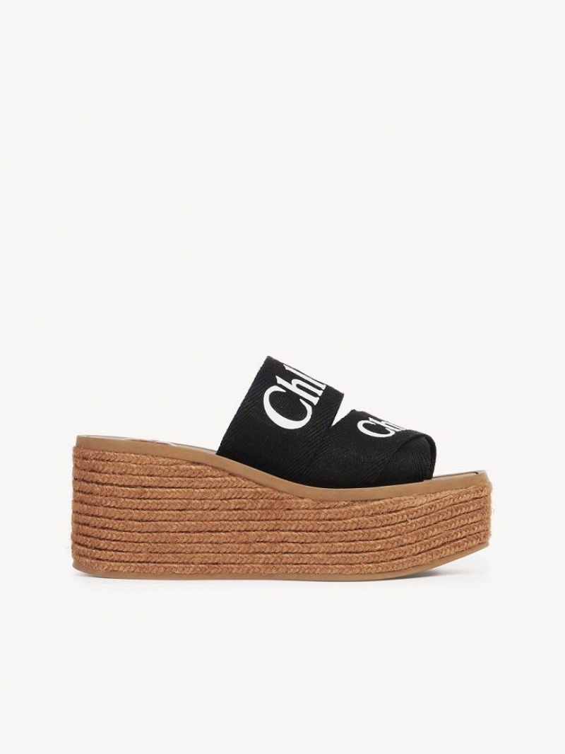 Espadrille Chloe Woody Pretas | CHE-SR14163