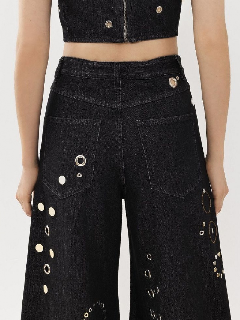 Jeans Chloe Embellished Rave Pretas | CHE-SR13984