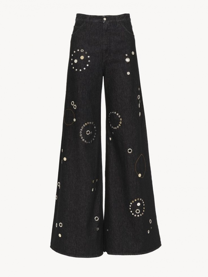 Jeans Chloe Embellished Rave Pretas | CHE-SR13984