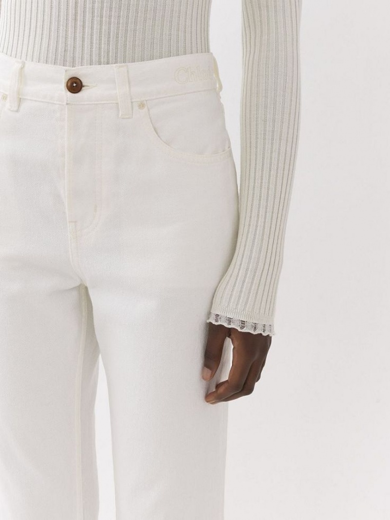 Jeans Chloe Masaya Cropped Straight Branco | CHE-SR13972