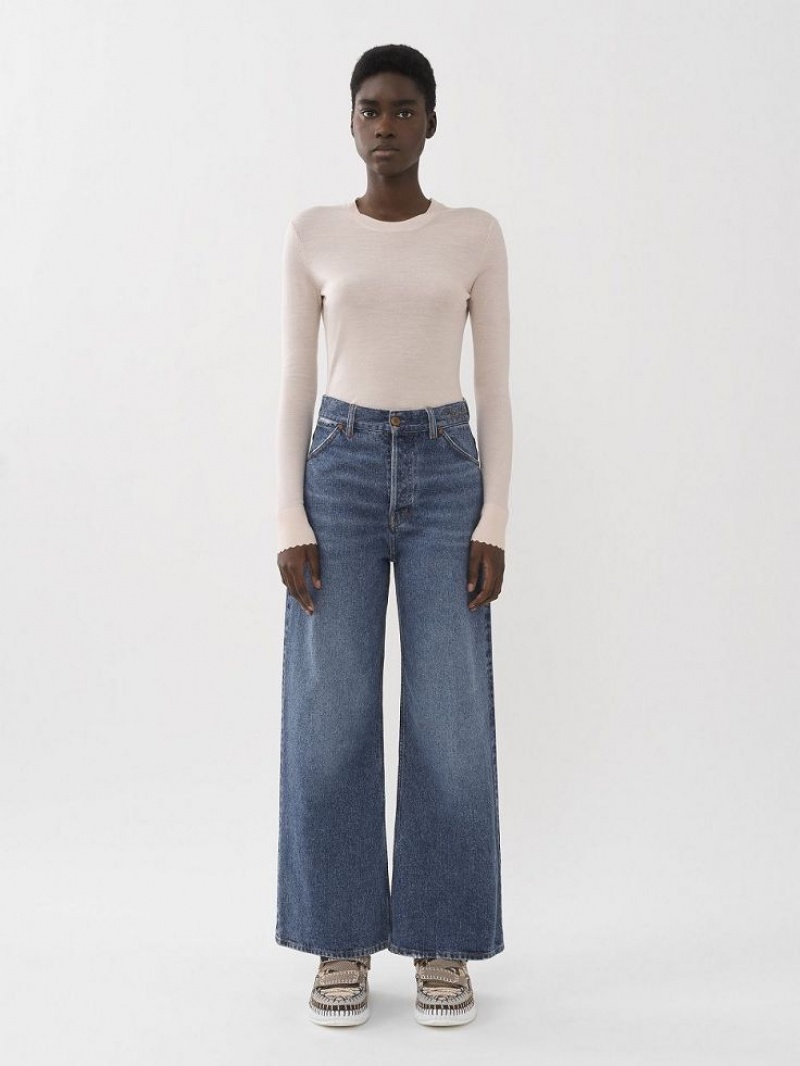 Jeans Chloe Stromboli Wide Cropped Azuis | CHE-SR14011