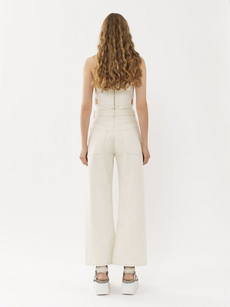 Jeans Chloe Stromboli Wide Cropped Branco | CHE-SR13995